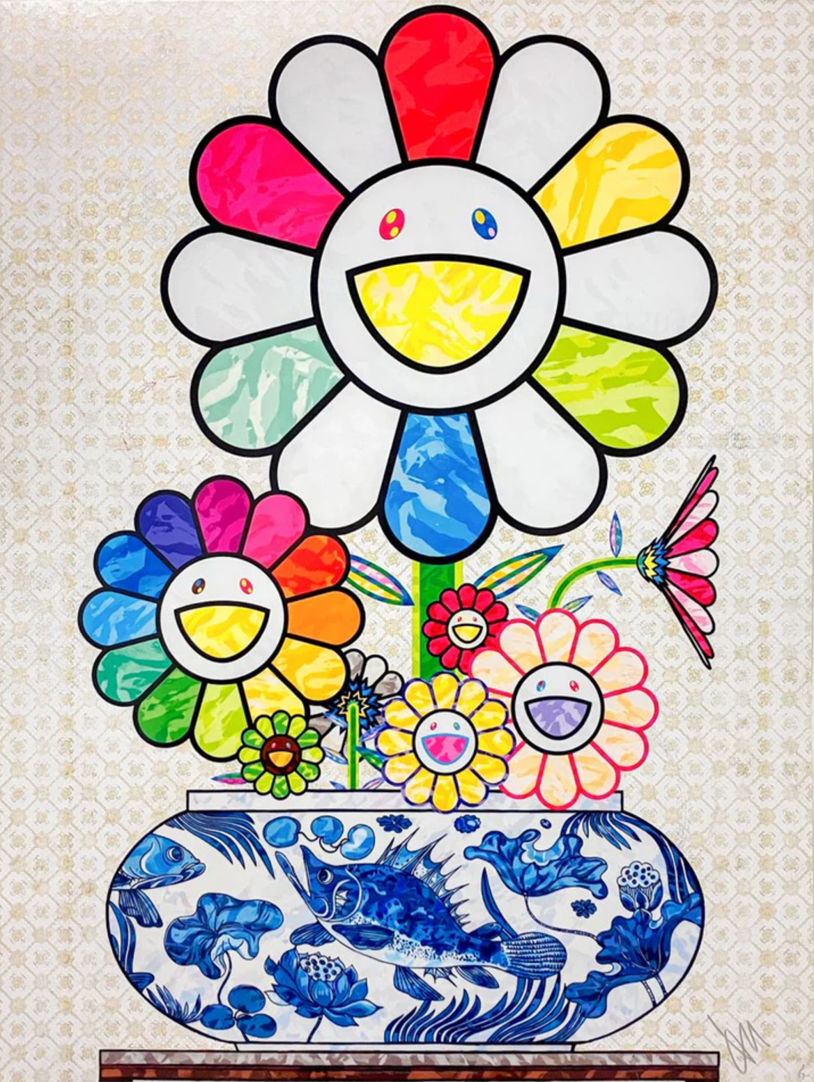 Takashi Murakami - Murakami Flowers in a Qinghua Vase, 2024 - Pinto Gallery