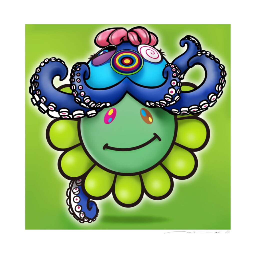 Takashi Murakami - Murakami.Flower #11427 Octopus Cap Blue, 2024 - Pinto Gallery