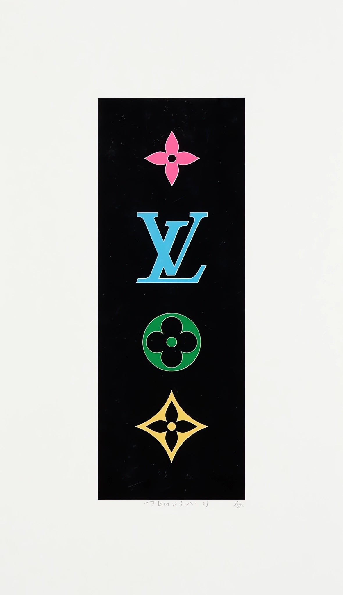 Takashi Murakami - SUPERFLAT Colorful Monogram < Black >, 2003 - Pinto Gallery