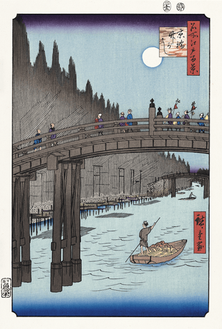 Takegashi Riverside by Kyobashi Bridge, After 1856-Utagawa Hiroshige (Andō Hiroshige)-Pinto Gallery