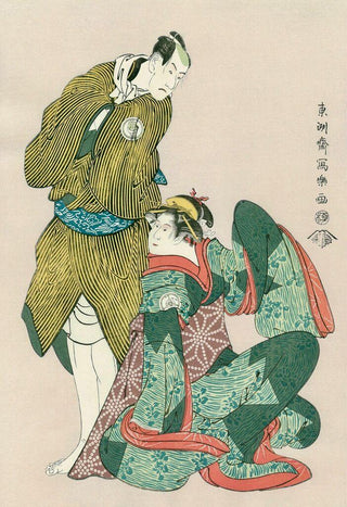The Actors Iwai Hanshiro Ⅳ as Ohan of the Shinanoya, and Bando Hikosaburo Ⅲ as Obiya Choemon, After 1794-Toshusai Sharaku-Pinto Gallery