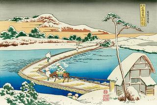 The Pontoon Bridge at Sano Village in Kozuke Province, After 1833-Katsushika Hokusai-Pinto Gallery