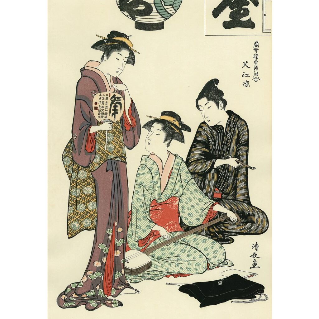 Torii Kiyonaga - Enjoying the Cool Air at Nakasu, After 1782 - Pinto Gallery