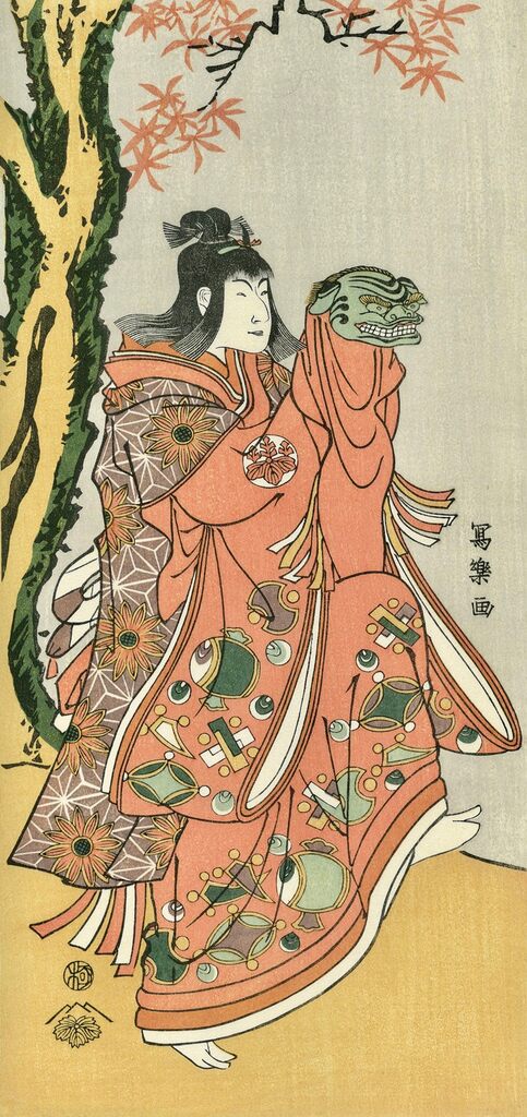 Toshusai Sharaku - The Actor Nakayama Tomisaburo as Taka no Sei of Hiraga in Dewa no Kuni (A Coutesan's Attendant Kiri-Kamuro Performing as an Eagle), After 1794 - Pinto Gallery