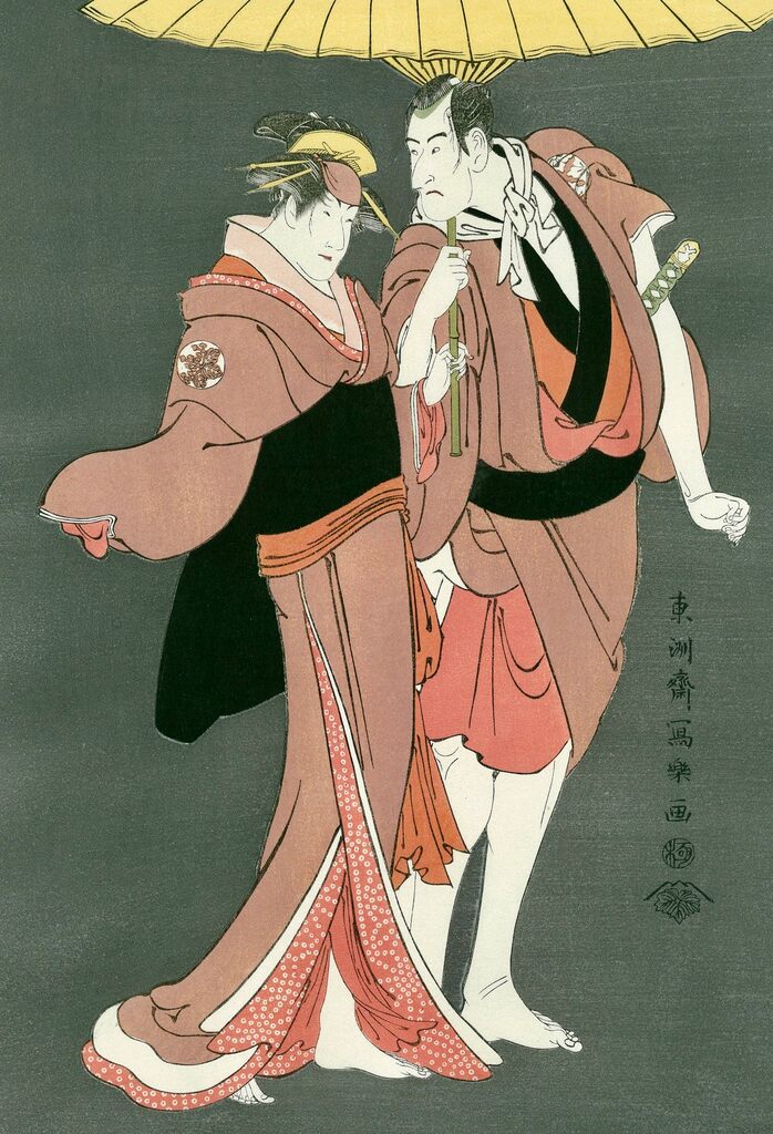 Toshusai Sharaku - The Actors Ichikawa Komazo Ⅲ as Kameya Chubei, and Nakayama Tomisaburo Ⅰ as the Courtesan Umegawa of Shinmachi, After 1794 - Pinto Gallery