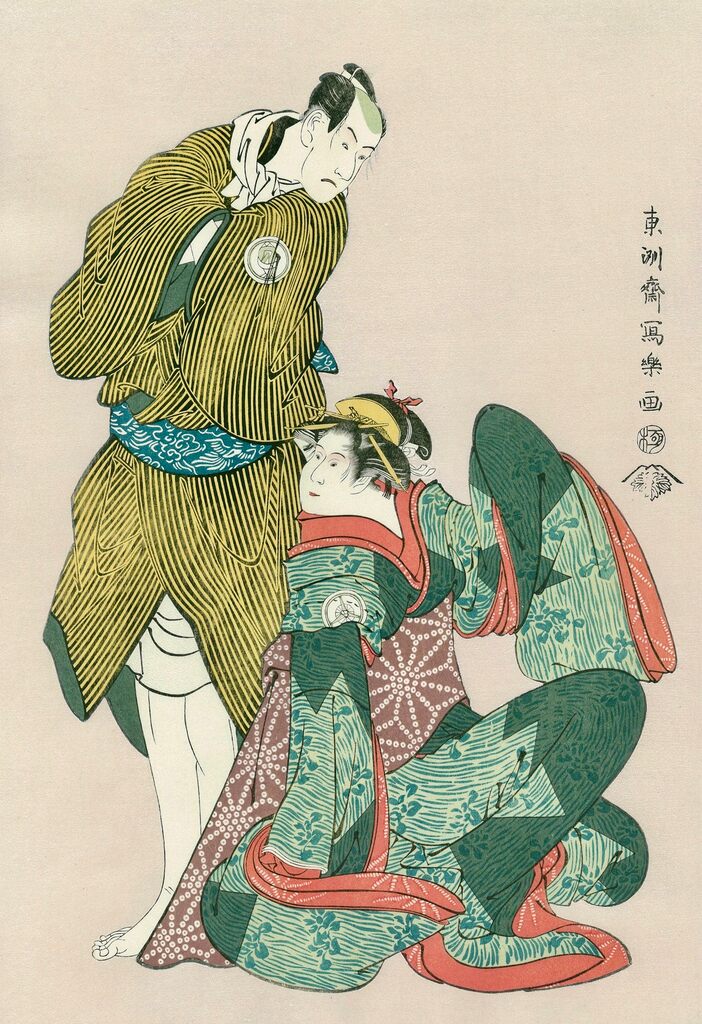 Toshusai Sharaku - The Actors Iwai Hanshiro Ⅳ as Ohan of the Shinanoya, and Bando Hikosaburo Ⅲ as Obiya Choemon, After 1794 - Pinto Gallery