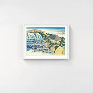 Trapping Fish Below a Waterfall, After 1832-Katsushika Hokusai-Pinto Gallery