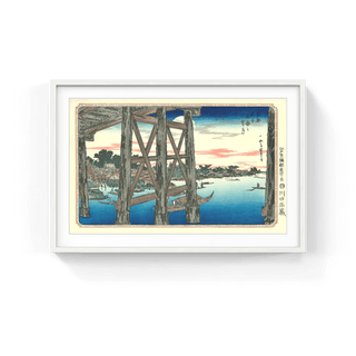 Twilight Moon at Ryogoku, After 1858-Utagawa Hiroshige (Andō Hiroshige)-Pinto Gallery
