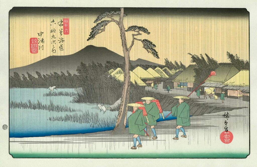 Utagawa Hiroshige (Andō Hiroshige) - Rain at Nakatsu River, After 1837 - Pinto Gallery
