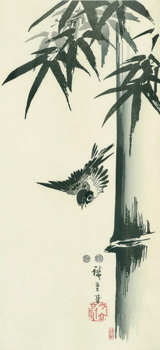 Utagawa Hiroshige (Andō Hiroshige) - Sparrows and Bamboo, After 1835 - Pinto Gallery