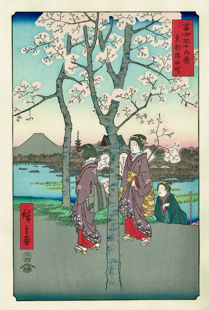 Utagawa Hiroshige (Andō Hiroshige) - The Bank of Sumida River, After 1830 - Pinto Gallery