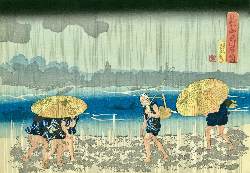 Utagawa Kuniyoshi - Picture of Onmaya Riverbank, Edo, After 1842 - Pinto Gallery