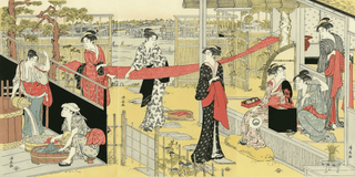 Washday (in vertical oban triptych), After 1782-Torii Kiyonaga-Pinto Gallery