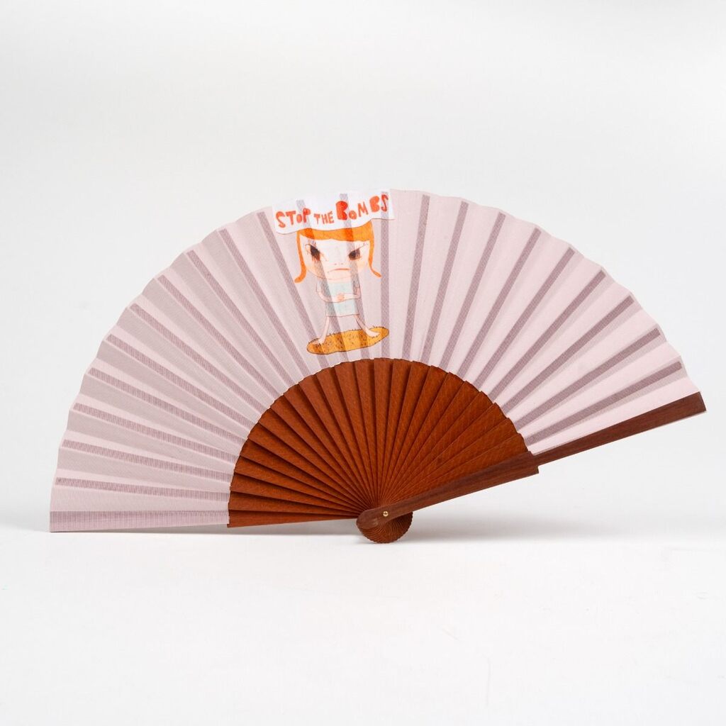 Yoshitomo Nara - Stop the Bombs Folding Fan (2019), 2025 - Pinto Gallery