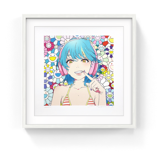 smile_02 Blue Hair, Pink Headphones w M.F, 2022-Takashi Murakami-Pinto Gallery
