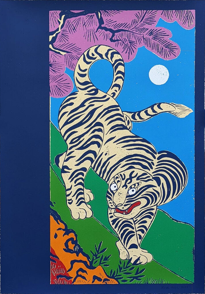 Kour Pour - Tiger Prowling in the Moonlight, 2023 - Pinto Gallery