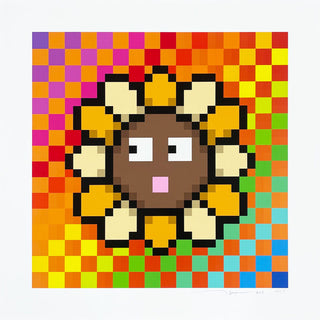 Murakami.Flower #8276 Diagonal striped rainbow 16×16, 2023-Takashi Murakami-Pinto Gallery