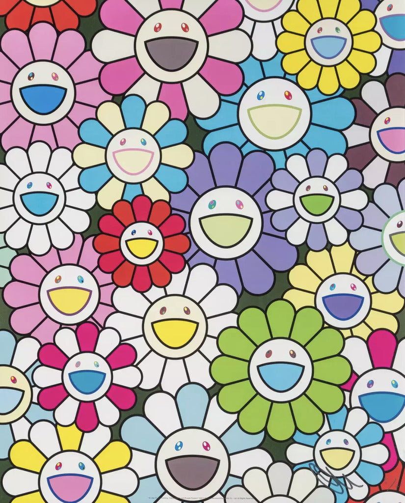 Takashi Murakami - A Little Flower Painting: Yellow, White, and Purple Flowers, 2017 - Pinto Gallery