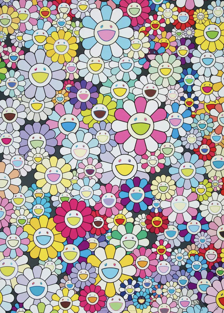 Takashi Murakami - Champagne Supernova: multicolor + pink and white stripes, 2013 - Pinto Gallery