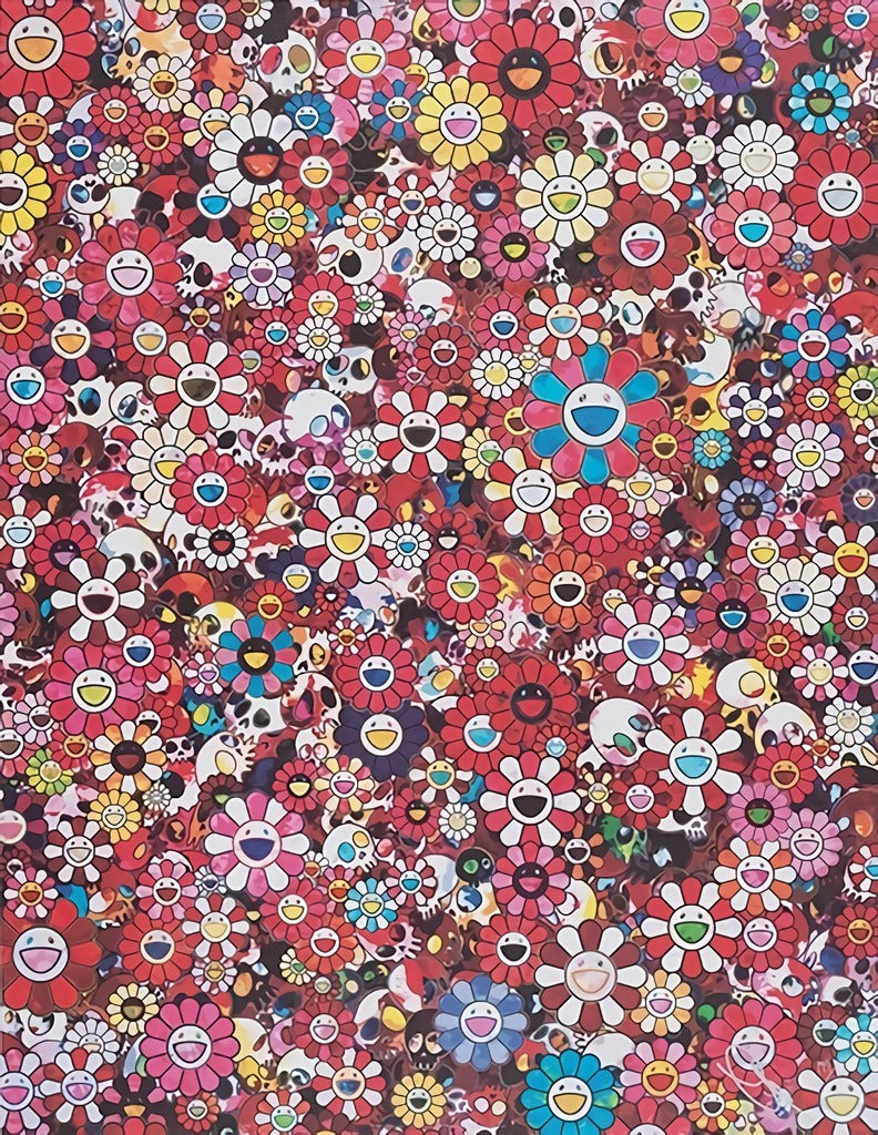 Takashi Murakami - Skulls & Flowers Red, 2016 - Pinto Gallery