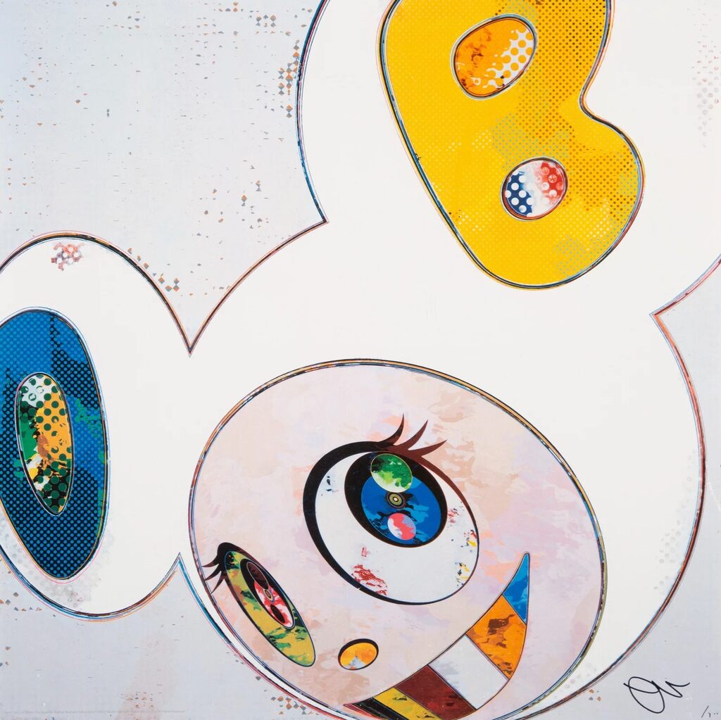 Takashi Murakami - And then × 6 (White The Superflat Method, Blue and Yellow Ears), 2013 - Pinto Gallery